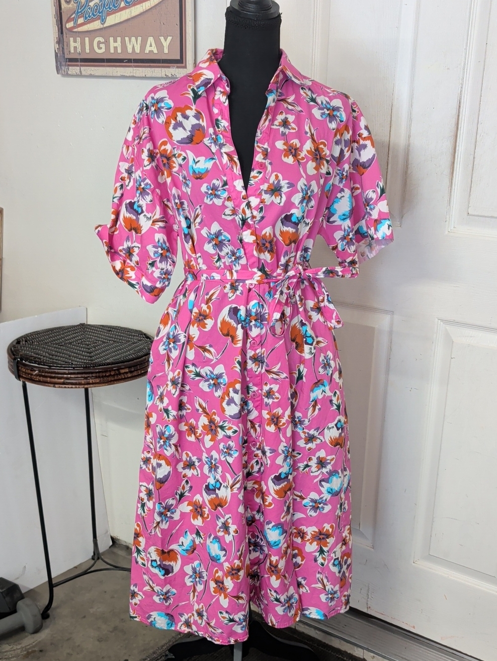 Tucker Safari shirt dress Georgia Blossom cotton Women Small